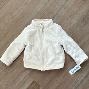 Carter's Girls Soft Plush Cream White Zip-Up Jacket